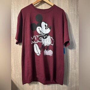 Burgundy Mickey Mouse T-Shirt Size XL Disney
